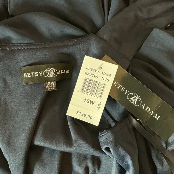 Betsy & Adam Beaded Long Sleeve Cut Out Midi Sheath Cocktail Dress Blue Size 16W - Picture 10 of 13